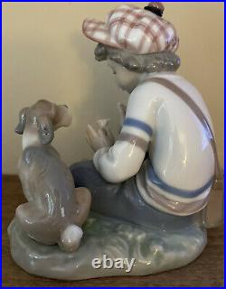 Lladro I Hope She Does 5450 Porcelain Figurine Boy Flower Dog She Loves Me Nwot