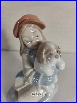 Lladro I'll Keep You Warm Girl In Hat Holding Puppy Dog #8265 Figurine No Box