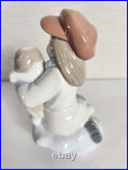 Lladro I'll Keep You Warm Girl In Hat Holding Puppy Dog #8265 Figurine No Box