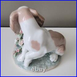 Lladro It Wasn't Me Dog with Flowers And Flowerpot Figurine 7672 Original Box EUC