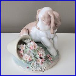 Lladro It Wasn't Me Dog with Flowers And Flowerpot Figurine 7672 Original Box EUC