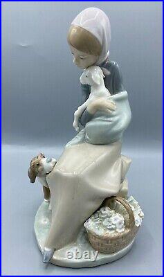 Lladro Jealousy Devotion Figurine Girl with Dog & Lamb #1278 Collectible Porcelain