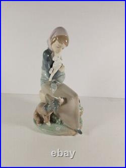 Lladro Jealousy Devotion Girl With Lamb, Dog, Basket 9 Inches Figurine #1278