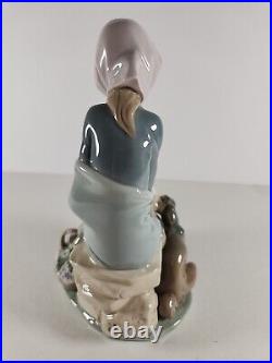 Lladro Jealousy Devotion Girl With Lamb, Dog, Basket 9 Inches Figurine #1278