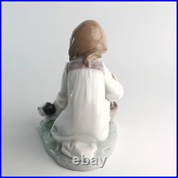 Lladro Joy In a Basket #5595 Girl With Puppies Glossy Figurine