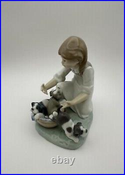 Lladro Joy in a Basket 05595 with box excellent condition girl and puppies