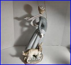 Lladro, Lady With A Dog And Scarf- Retired