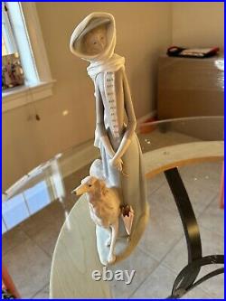 Lladro Lady with Borzoi Dog