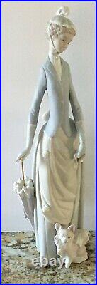 Lladro Lady with Dog & Umbrella (#4761 Retired!) Figurine 14 Excellent