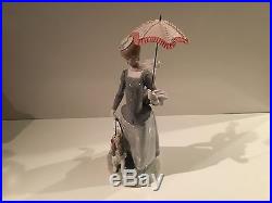 Lladro Lady with Shawl and Dog Holding Parasol Figurine Gloss Finish 4914
