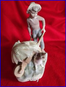 Lladro Large Hand Painted Porcelain Figurine Boy & Dog Ortalan In Trouble Spain