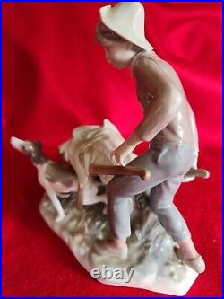 Lladro Large Hand Painted Porcelain Figurine Boy & Dog Ortalan In Trouble Spain