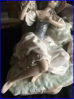 Lladro Large Lovers Resting in Woods with DogMint Condition No box