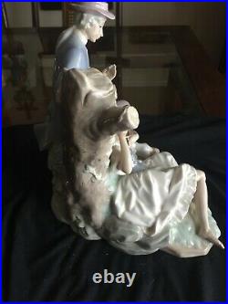 Lladro Large Lovers Resting in Woods with DogMint Condition No box