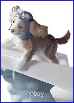Lladro Let's Fly Away Dog Figurune #6665 Brand Nib Paper Airplane Save$$ F/sh
