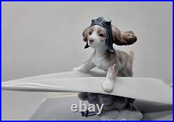 Lladro Let's Fly Away Dog on Airplane #6665 with Original Box and Papers