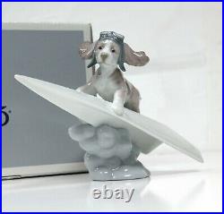 Lladro Lets Fly Away Collectible Figurine #6665 Dog Flying Paper Plane