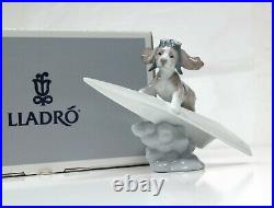 Lladro Lets Fly Away Collectible Figurine #6665 Dog Flying Paper Plane