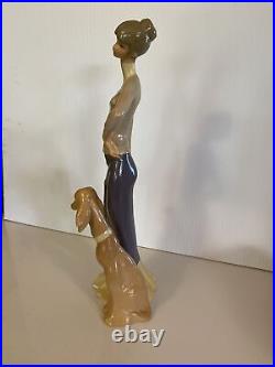 Lladro Like Lady With Dog & Umbrella Figurine, Porcelain