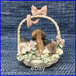 Lladro Litter of Love 1441 Figurine Puppies in Basket Original Box