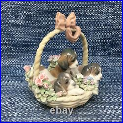 Lladro Litter of Love 1441 Figurine Puppies in Basket Original Box