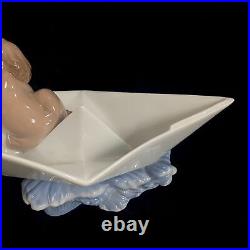 Lladro Little Stow Away Dog Sailor Hat puppy in paper boat #6642 Figurine