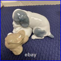 Lladro Little Stowaway Dog with Sailor Hat in Boat + NAO Lladro Dogs Porcelain Lot