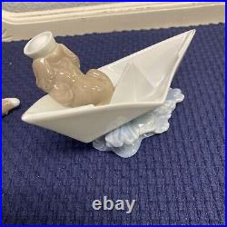Lladro Little Stowaway Dog with Sailor Hat in Boat + NAO Lladro Dogs Porcelain Lot