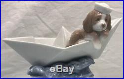 Lladro Little Stowaway Sailor Dog in Paper Boat Porcelain Figurine #6642
