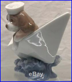 Lladro Little Stowaway Sailor Dog in Paper Boat Porcelain Figurine #6642