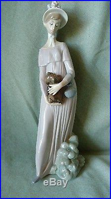 Lladro Looking at Her Dog # 01004994. Retired 1985