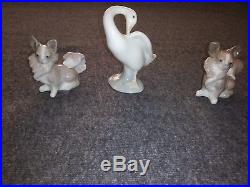 Lladro Lot Of 5 Pcs. Dogs in basket #1121, Rare Little Shepherd with goat #4817