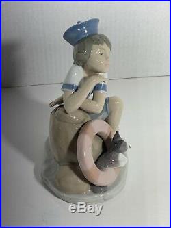 Lladro MONDAY'S CHILD #6011 Figurine, Boy With Dog Retired Mint Condition