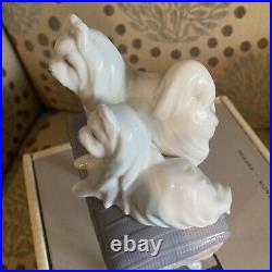 Lladro Maltese Dogs Looking Pretty #6688 Porcelain Figurine with Original Box