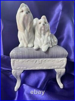 Lladro Maltese Dogs Looking Pretty #6688 Porcelain Figurine with orig. Box