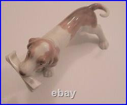 Lladro Morning Delivery Basset Hound Dog with Newspaper Figurine