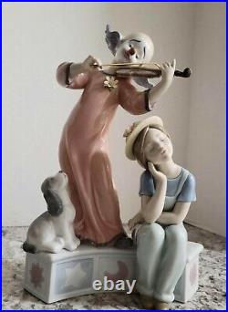 Lladro Music For A Dream Figurine Clown Playing Violin, Girl & Her Dog #6900