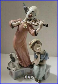 Lladro Music For A Dream Figurine Clown Playing Violin, Girl & Her Dog #6900