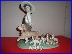 Lladro My Little Explorers Boy With Dog & Her Puppies Figurine 10 by 10 by 5
