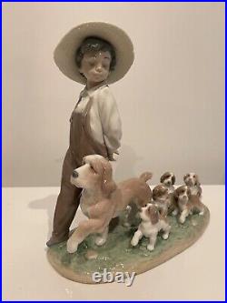 Lladro My Little Explorers Boy with Dogs Figurine 01006828. This is a huge piece