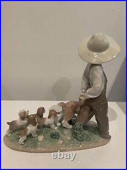 Lladro My Little Explorers Boy with Dogs Figurine 01006828. This is a huge piece