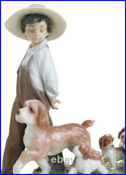 Lladro My Little Explorers Boy with Dogs Figurine