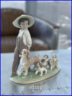 Lladro My Little Explorers Boy with Dogs Figurine