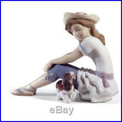 Lladro My Playful Pet Brand New 8645 $525 Cute Puppy Dog Girl Porcelain USA