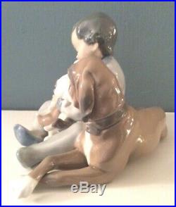 Lladro NEW PLAYMATES #01015456 Boy and Dog With Puppies Retired 1991