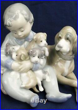 Lladro NEW PLAYMATES Boy with Dog & Puppies model 5456