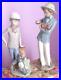 Lladro Nao 2 Boys With Dogs Figurine Porcelain Charming Mint No flaw lot of 2