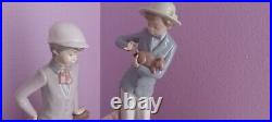 Lladro Nao 2 Boys With Dogs Figurine Porcelain Charming Mint No flaw lot of 2