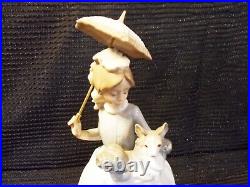 Lladro Nao Daisa 1985 Young Girl With Her Dog And Parasol Umbrella