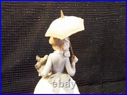 Lladro Nao Daisa 1985 Young Girl With Her Dog And Parasol Umbrella